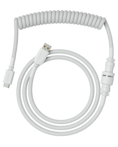 Glorious Gaming USB 2.0 cable 4.5ft total length 6 coiled section USB-C to USB-A adaptor 5-pin aviator connector Double-braided Hvid 1,37 m