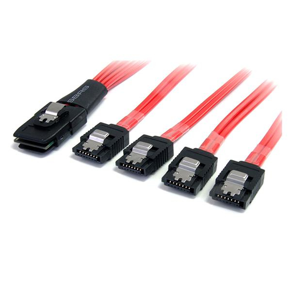 StarTech.com 1m SCSI SAS SCSI-kabel Rød, Sort SATA III SATA 7-pin