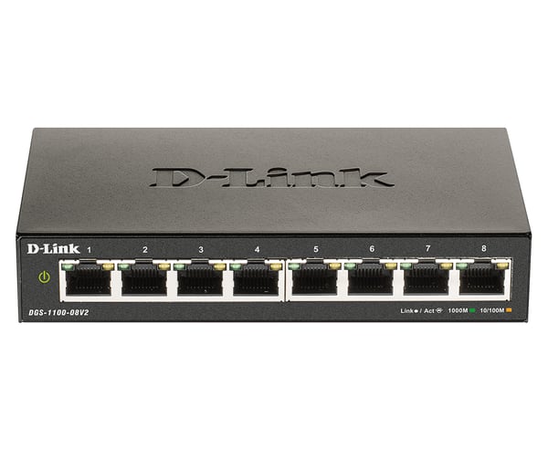 D-Link DGS-1100-08V2 hanterad L2 Gigabit Ethernet (10/100/1000) Svart