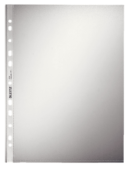 LEITZ Prospektlomme Standard, A4, PP, kornet, 0,07 mm åben foroven, dokumentsikker, hulning: Eurohulning (4796-00-00)