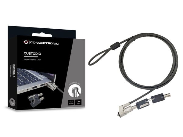 Conceptronic CUSTODIO02BWM kaapelilukko Musta 1,8 m