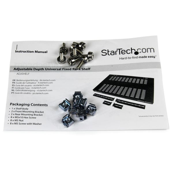 StarTech.com 48,30 cm (19\") raskas syvyyssäädettävä hylly tuuletusaukoilla palvelinkaappiin