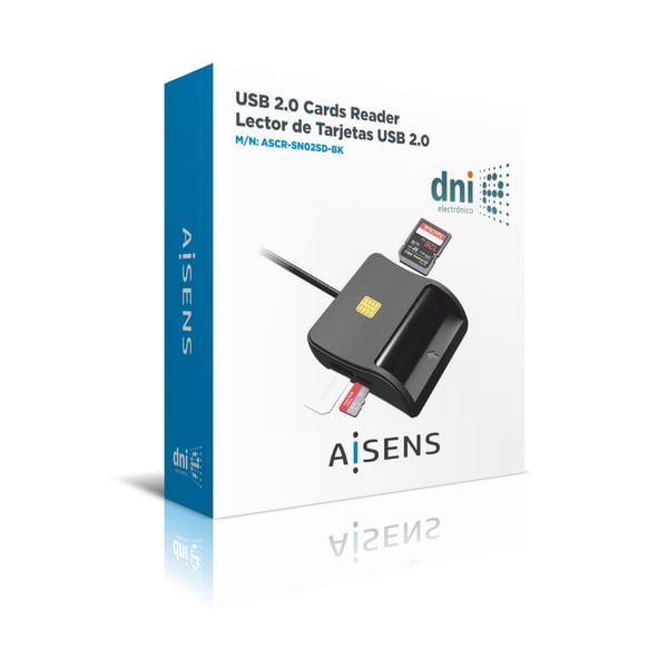 AISENS ASCR-SN02SD-BK läsare för inpasseringskontroll USB-åtkomstkontrolläsare Svart