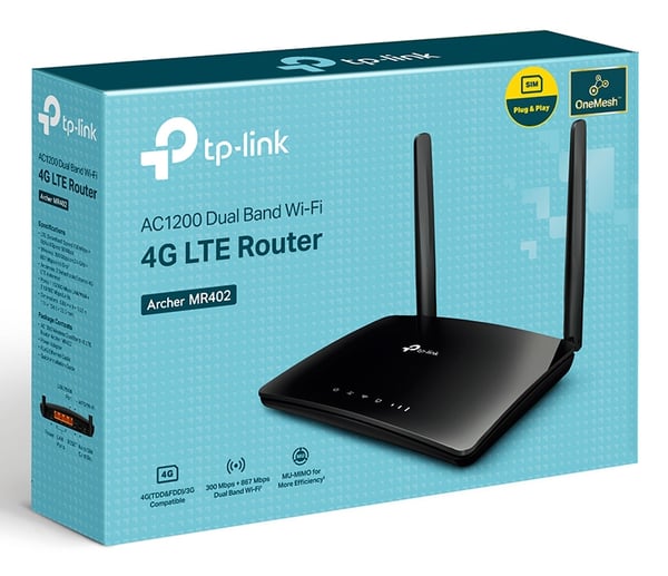 TP-Link Archer MR402 trådløs router Hurtigt ethernet Dual-band (2,4 GHz / 5 GHz) 4G Sort