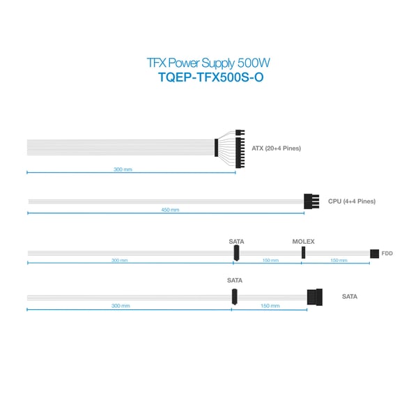 TooQ Ecopower II TFX OEM strömförsörjningsenheter 500 W 20+4 pin ATX Silver
