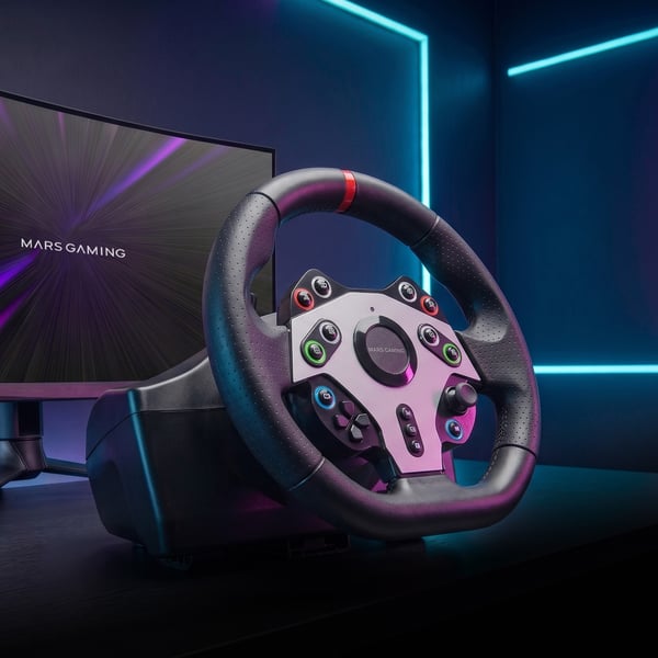 Mars Gaming MWHRSXTWO spil-controller Sort USB Rat + Pedaler Analog Playstation 3, PlayStation 4, PC, Xbox Series X, Xbox Series S, Xbox One, Nintendo Switch, Nintendo Switch 2, Nintendo Switch OLED