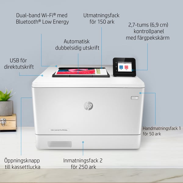 HP LaserJet Pro M454dw Trådlöst Färg Skrivare, Dubbelsidig