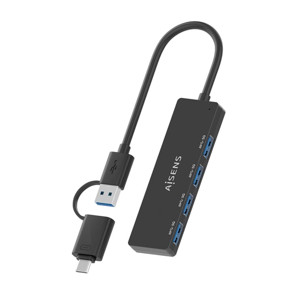 AISENS A109-0987 kannettavien tietokoneiden telakka ja porttitoistin Langallinen USB 3.2 Gen 1 (3.1 Gen 1) Type-A + Type-C Musta