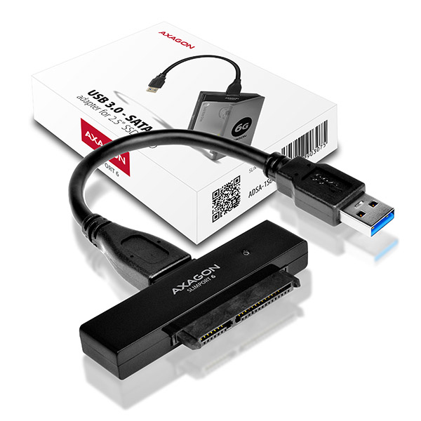 Axagon ADSA-1S6 tallennusaseman kotelo HDD-/SSD-kotelo Musta 2.5"