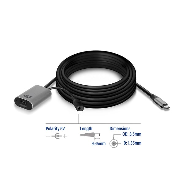 ACT AC7060 USB-kablar USB 3.2 Gen 1 (3.1 Gen 1) 5 m USB C 5 Gbit/s Svart