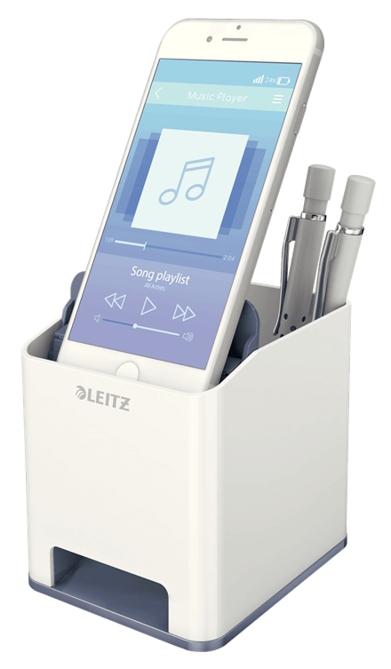 Leitz WOW Pennkopp med Ljudförstärkande Mobilhållare