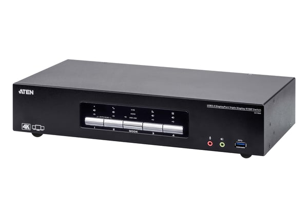 ATEN 4-portars 4K DisplayPort KVMP™-switch med USB 3.0 och trippla skärmar