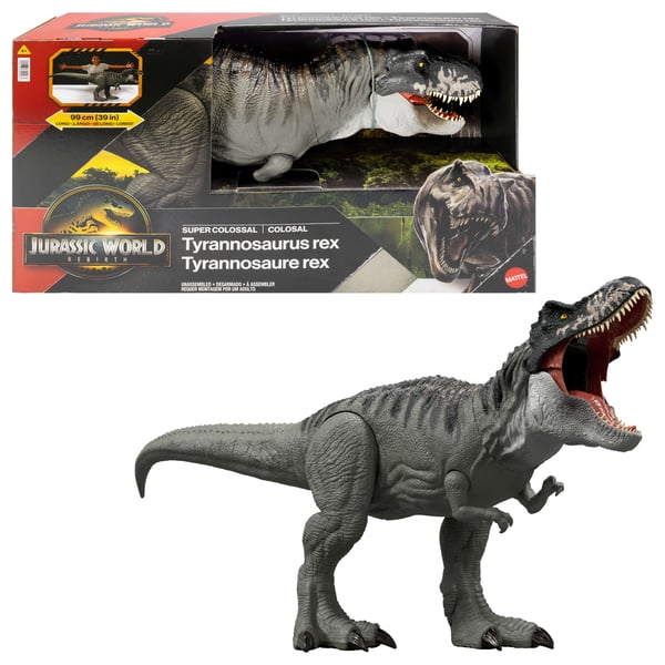 Jurassic World Rebirth Super Colossal Tyrannosaurus Rex-actionfigur, T-Rex-dinosaurie, filmleksak
