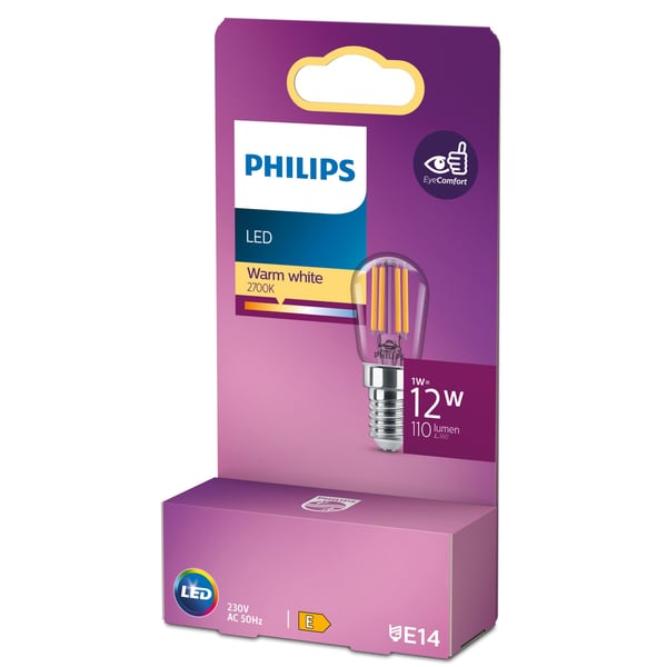 Philips Filament kertepære, klar 12 W S26 E14