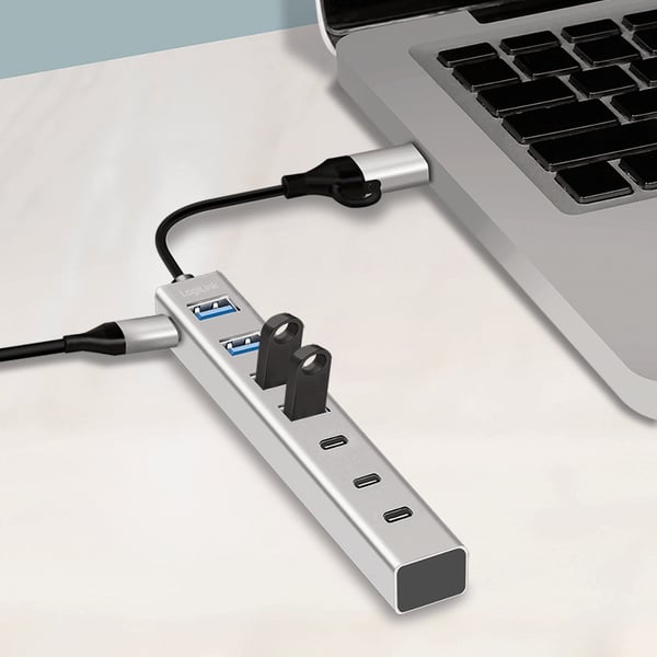 LogiLink UA0442 gränssnittshubbar USB 3.2 Gen 1 (3.1 Gen 1) Type-A + Type-C 5000 Mbit/s Grå