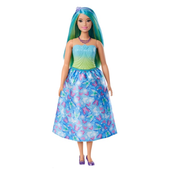 Barbie A Touch of Magic Kungliga -dockor med färgglatt hår, kjolar med fjärilsmönster och tillbehör