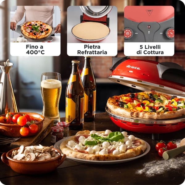 Ariete 0909/10 pitsan valmistaja & uuni 1 pitsa(a) 1200 W Punainen