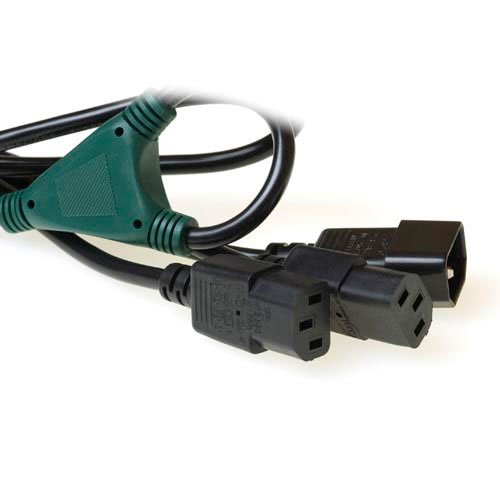 ACT 230V splitcable C14 - 2 x C13 1.8 m Sort 1,8 m