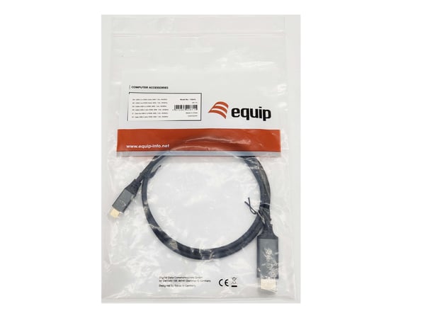 Equip 133415 videokaapeli-adapteri 1 m USB Type-C HDMI-tyyppi A (vakio) Musta, Harmaa