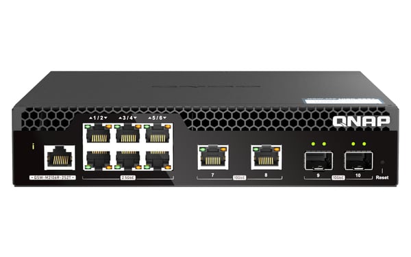QNAP QSW-M2106R-2S2T nätverksswitchar hanterad L2 10G Ethernet (100/1000/10000) 1U Svart