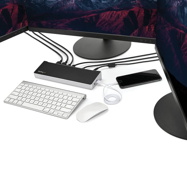 StarTech.com USB-C Dockingstation - Dockningsstation för tre 4K-skärmar med två DisplayPort & HDMI - 10