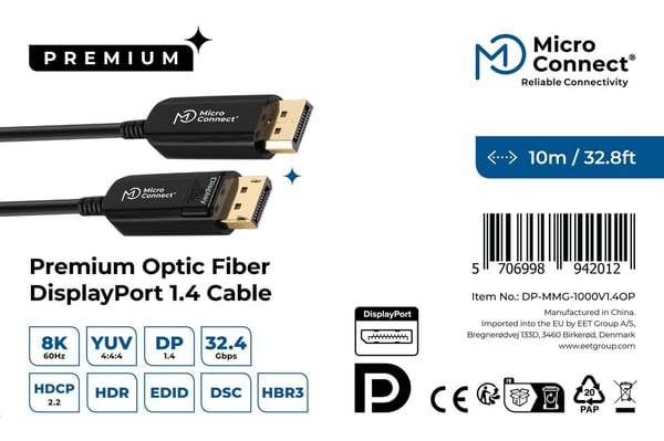 Microconnect DP-MMG-1000V1.4OP DisplayPort kabel 10 m Sort