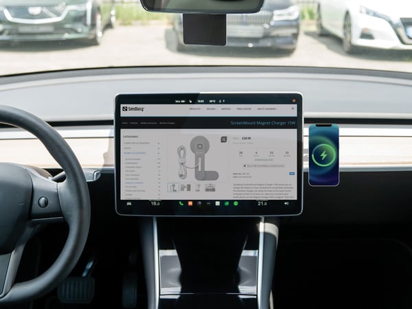 Sandberg 441-53 mobiililaitteen laturi Älypuhelin Harmaa USB Langaton lataaminen Auto, Sisätila