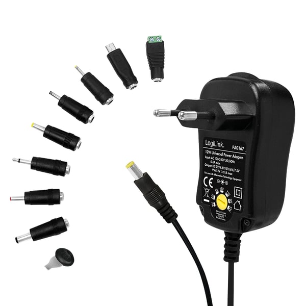 LogiLink PA0167 strømadapter og vekselret Indendørs 12 W Sort