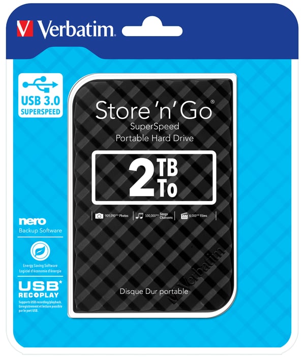 Verbatim Store 'n' Go externa hårddiskar 2 TB 5400 RPM Micro-USB B 3.2 Gen 1 (3.1 Gen 1) Svart