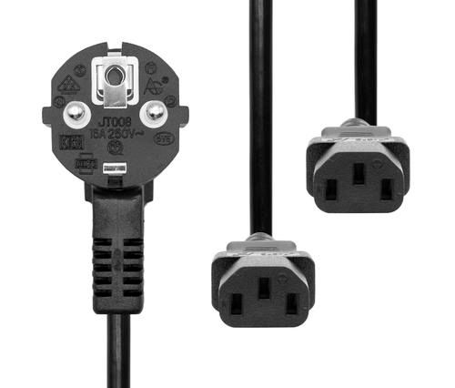 Microconnect PE011330 strömkablar Svart 3 m Strömkontakt typ E+F 2 x C13-koppling