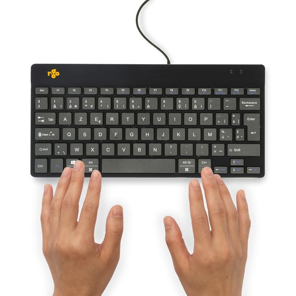 R-Go Tools Ergonomiskt tangentbord R-Go Compact Break, kompakt tangentbord med pausprogramvara, AZERTY (BE), trådbundet, svart