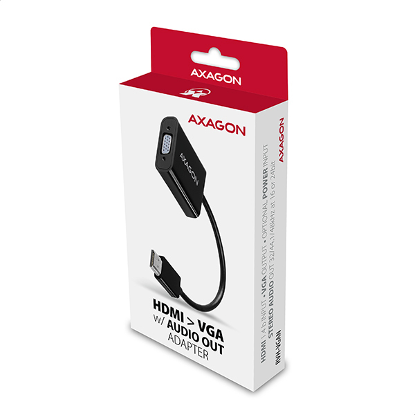 Axagon RVH-VGAN videokabeladapter 0,15 m HDMI Typ A (standard) VGA (D-Sub) Svart