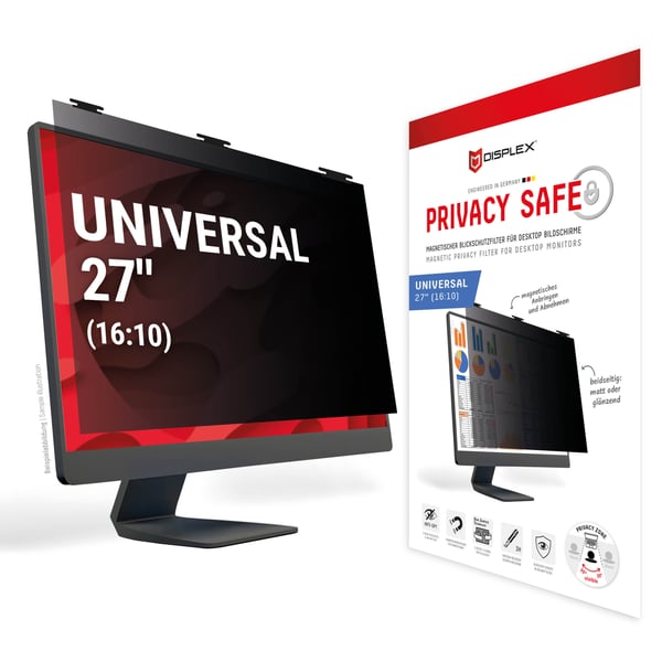 Displex 02089 antirefleks skærm 68,6 cm (27") Monitor Rammeløst display privatlivsfilter 3H