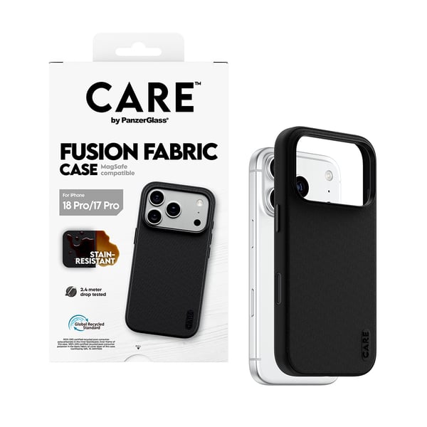 PanzerGlass CARE™ by ® Fusion Fabric Case Black w. MagSafe iPhone 18 Pro | 17 Pro mobiltelefonfodral 16 cm (6.3") Mobilskal Svart