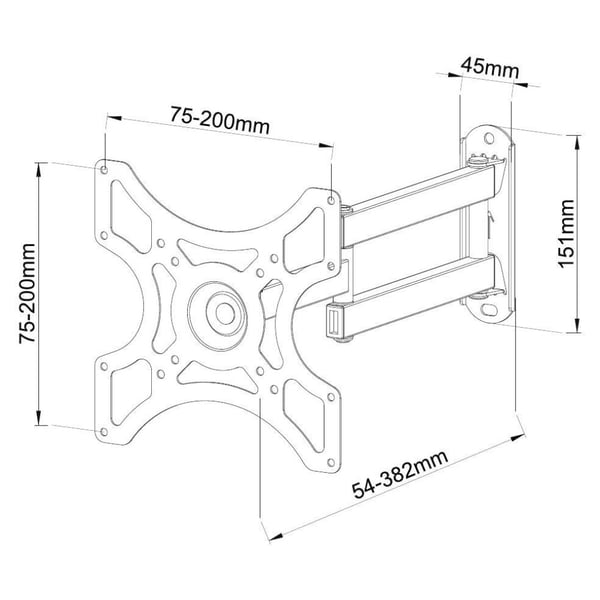 Techly ICA-LCD 2923B TV-kiinnike 94 cm (37") Musta