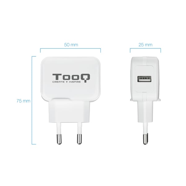 TooQ TQWC-1S01WT oplader til mobil enhed Universel Hvid Vekselstrøm Indendørs