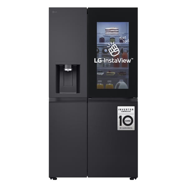 LG InstaView GSXE91EVAD side-by-side-jääkaappipakastin Vapaasti seisova 628 L Musta