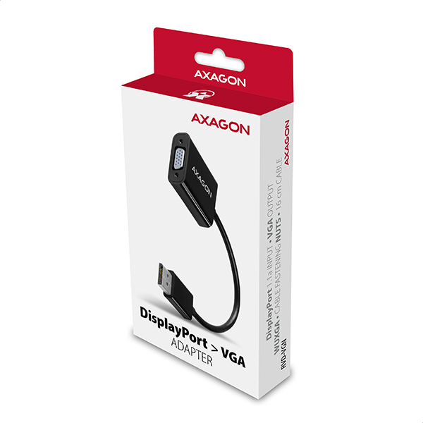 Axagon RVD-VGN videokabeladapter 0,15 m DisplayPort VGA (D-Sub) Svart