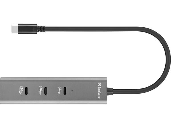 Sandberg 136-78 kannettavien tietokoneiden telakka ja porttitoistin Langallinen USB 3.2 Gen 2 (3.1 Gen 2) Type-C Harmaa