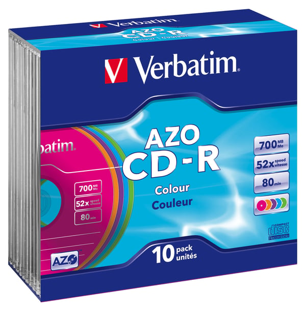 Verbatim CD-R AZO Colours 700 MB 48x 10 stk Verbatim CD-R AZO Colours 700 MB 48x 10 stk