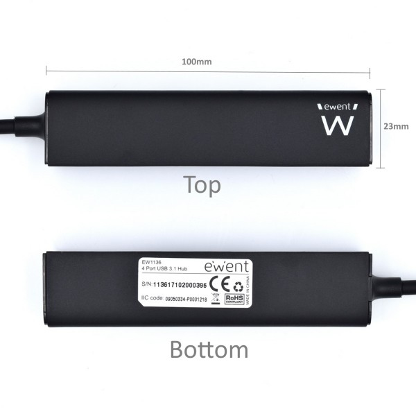 Ewent EW1136 keskitin USB 3.2 Gen 1 (3.1 Gen 1) Type-A 480 Mbit/s Musta