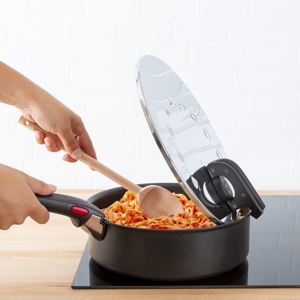 Tefal Ingenio L9829802 kattilan kansi Pyöreä Musta, Ruostumaton teräs