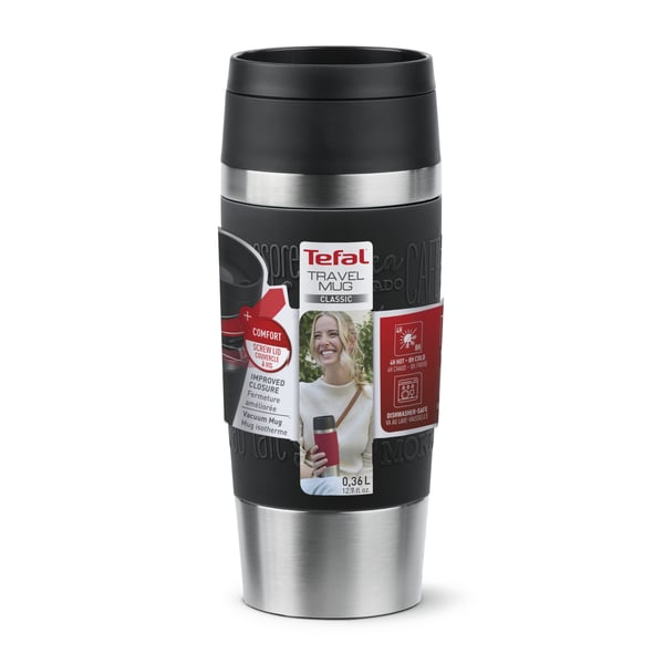 Tefal Travel Mug Classic N2020210 resemugg 360 ml Svart, Rostfritt stål Rostfritt stål