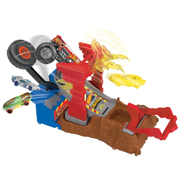 Hot Wheels Monster Trucks Arena Smashers 5-Alarm Fire Crash Challenge-lekset