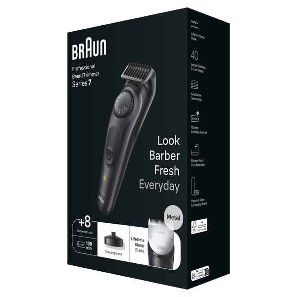 Braun BeardTrimmer 7 80708231 skäggtrimmer Batteri 40 2 cm Svart