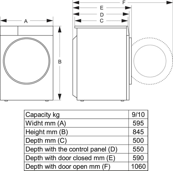 Hisense WF3S9043BW3 Pesukone Edestä täytettävä 9 kg 1400 RPM Valkoinen