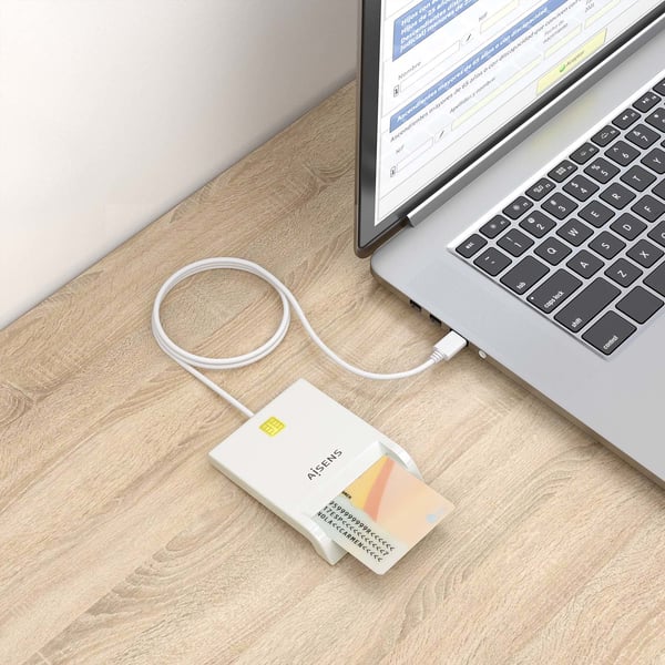 AISENS ASCR-SN07-W läsare smarta kort inomhus USB USB 2.0 Vit