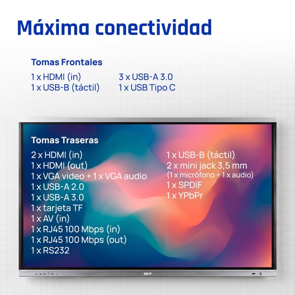 iggual Orchid 75" Interaktiv plattskärm 190,5 cm (75") LED Wi-Fi 400 cd/m² 4K Ultra HD Svart Pekskärm Inbyggd processor Android
