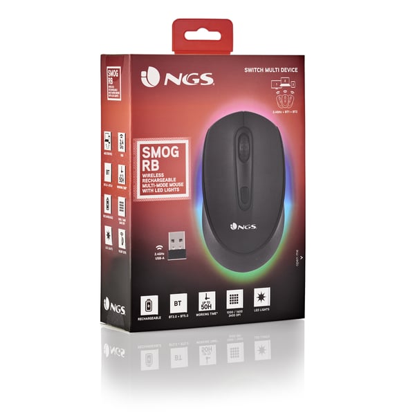 NGS SMOG-RB mus Spil Ambidextrous RF trådløs + Bluetooth Optisk 2400 dpi