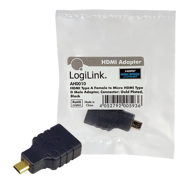 LogiLink AH0010 videokaapeli-adapteri HDMI-tyyppi A (vakio) HDMI-tyyppi D (mikro) Musta